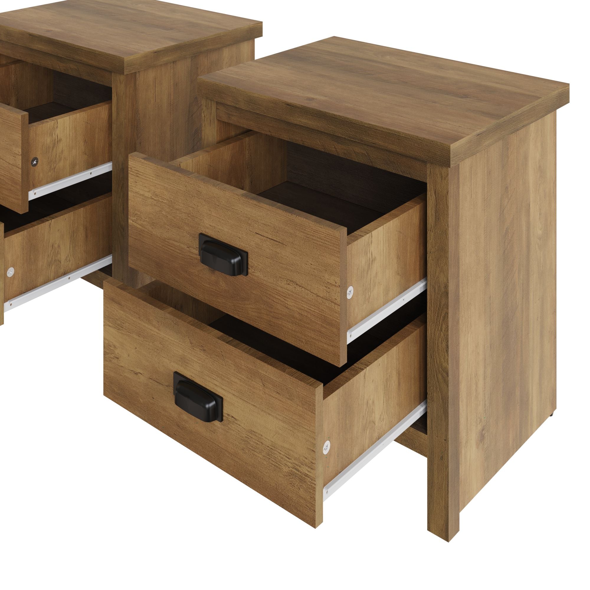 Boston 2 Drawer Bedside Tables Knotty Oak (Pack of Two) – GFW, view 7