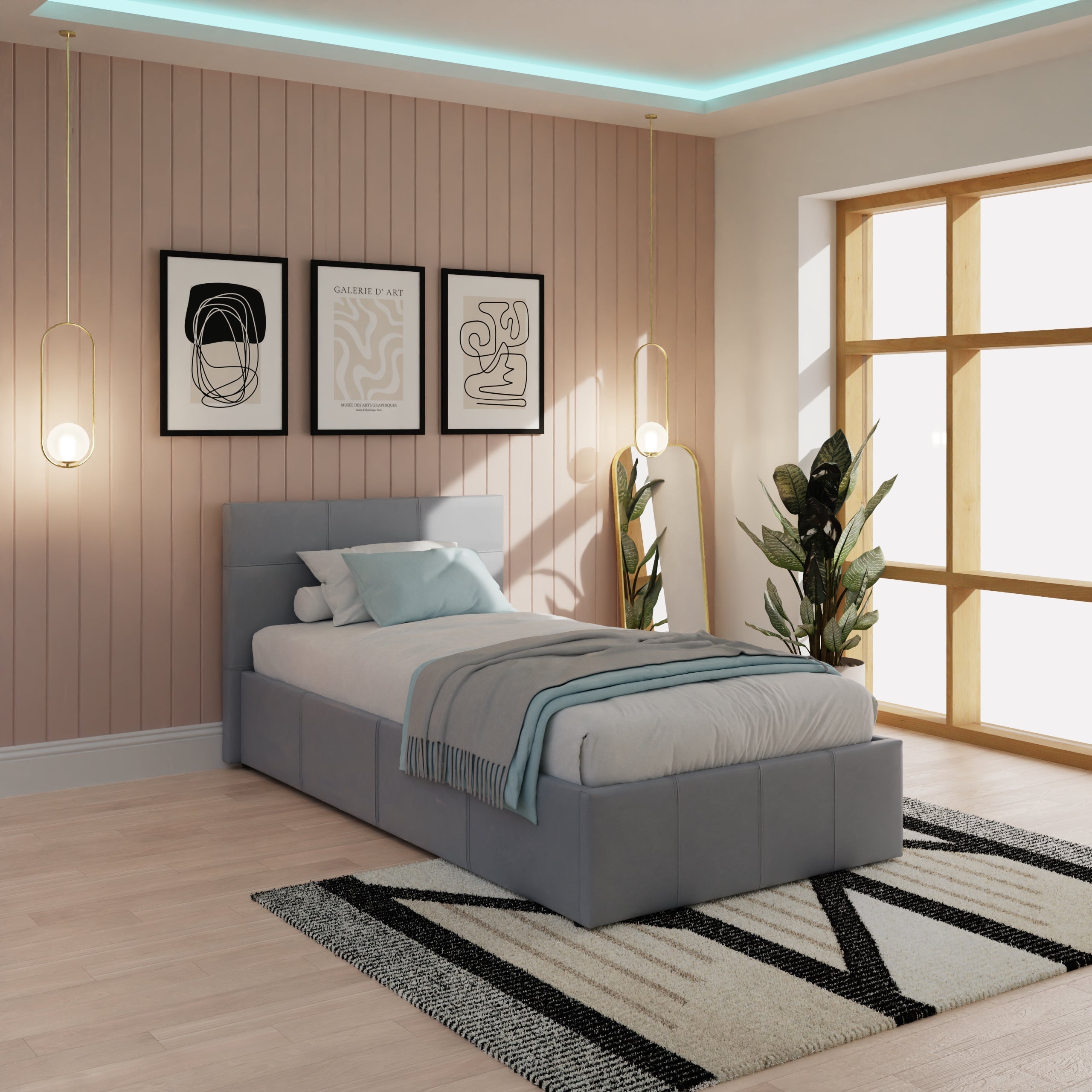 End Lift Ottoman Bed Grey Leather – GFW, view 11