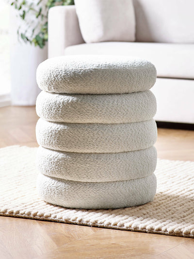 Hailey Ivory Boucle Upholstered 40cm Storage Stool – Julian Bowen, view 2