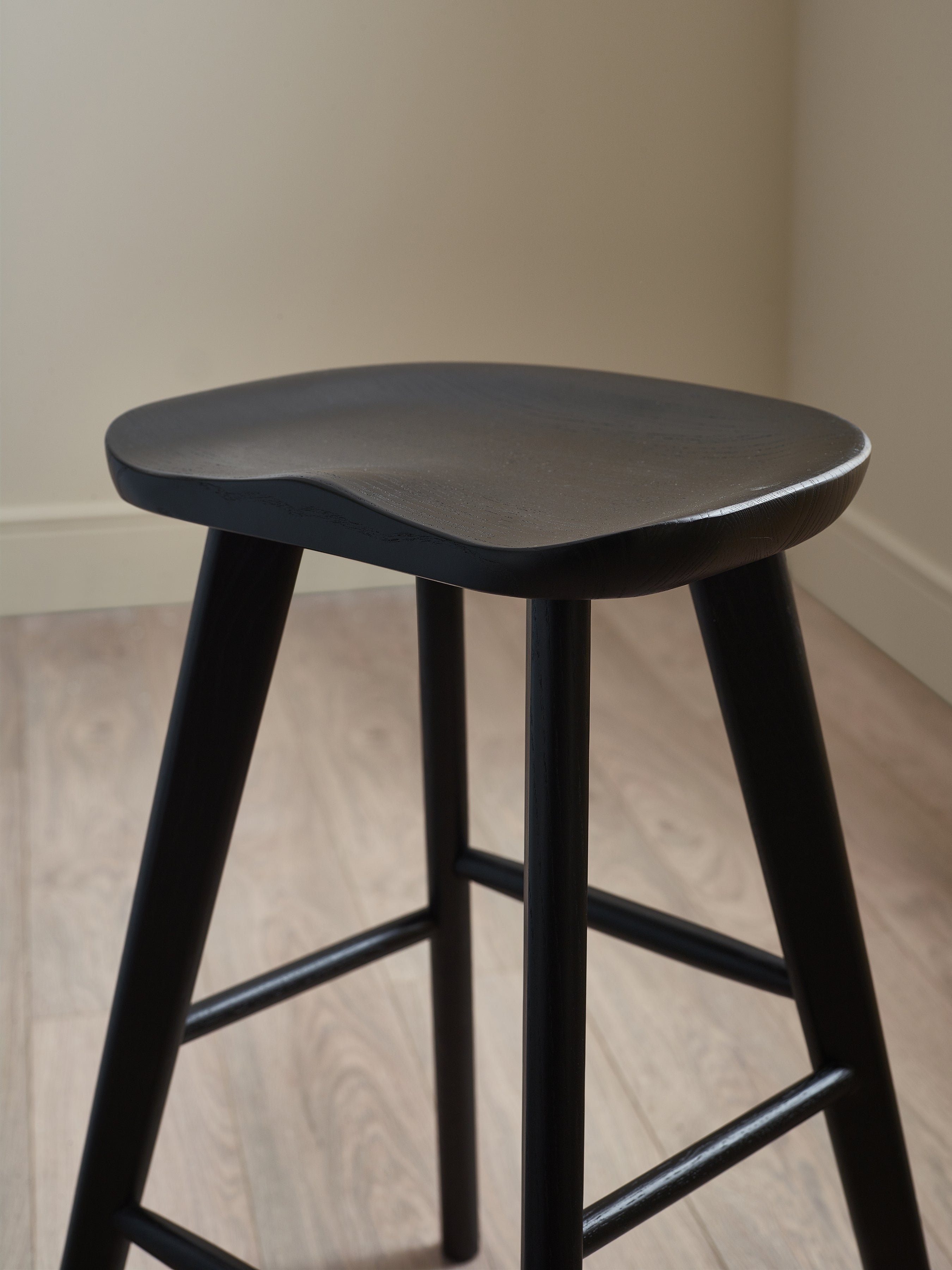 Mulu Black Solid Oak Bar Stool – Julian Bowen, view 6