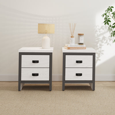 Boston 2 Drawer Bedside Table Pair White – GFW, view 2