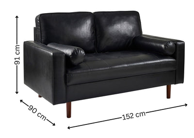 Henley Black Faux Leather 2 Seater Sofa – Julian Bowen, view 4