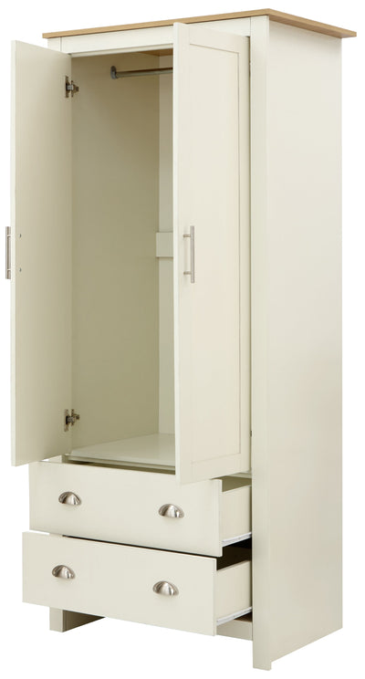 Lancaster 2 Door 2 Drawer Wardrobe Cream – GFW, view 9