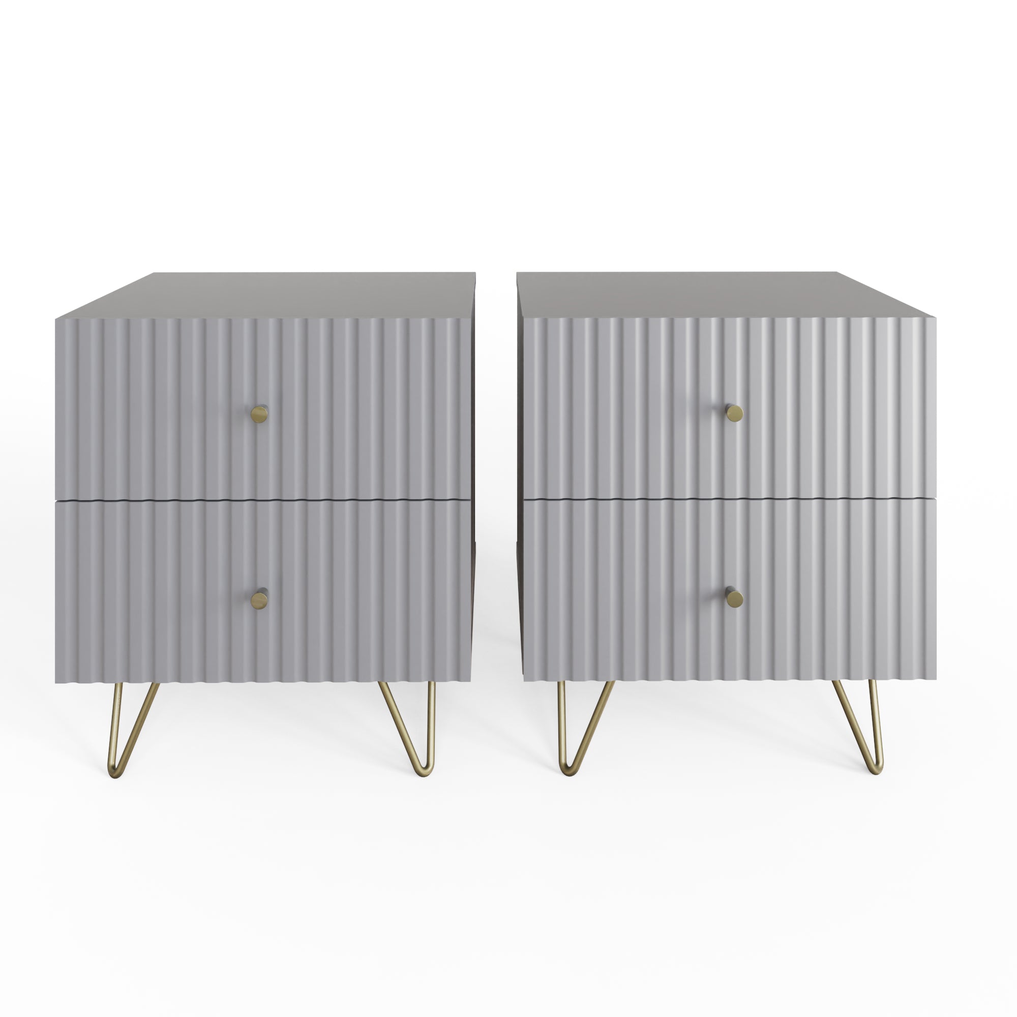 Thalia 2 Drawer Bedside Table Pair – Grey