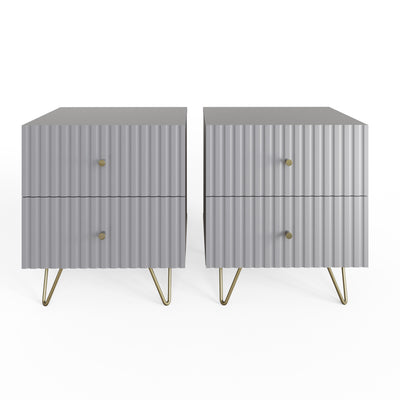 Thalia 2 Drawer Bedside Table Pair – Grey