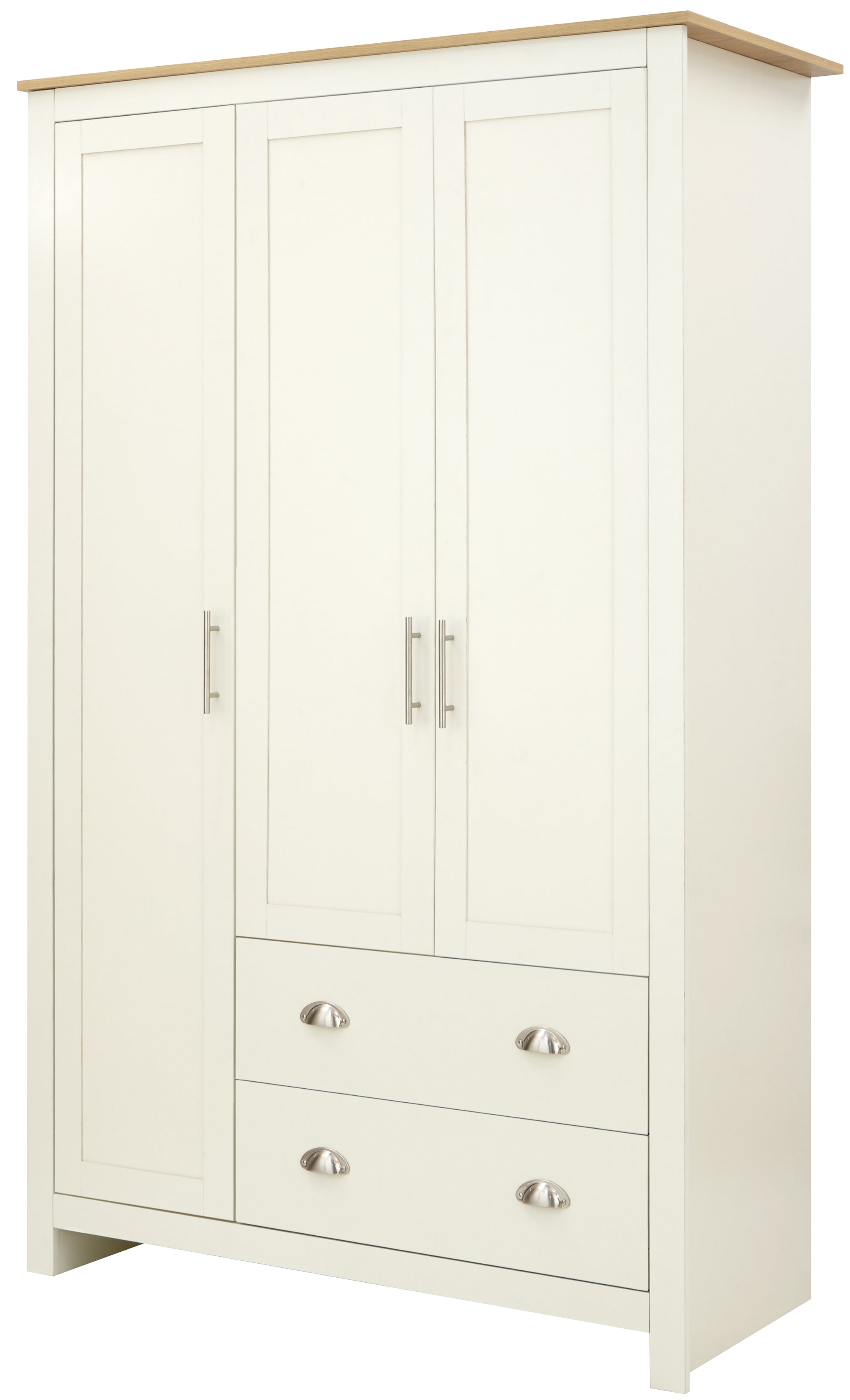 Lancaster 3 Door 2 Drawer Wardrobe Cream – GFW, view 8