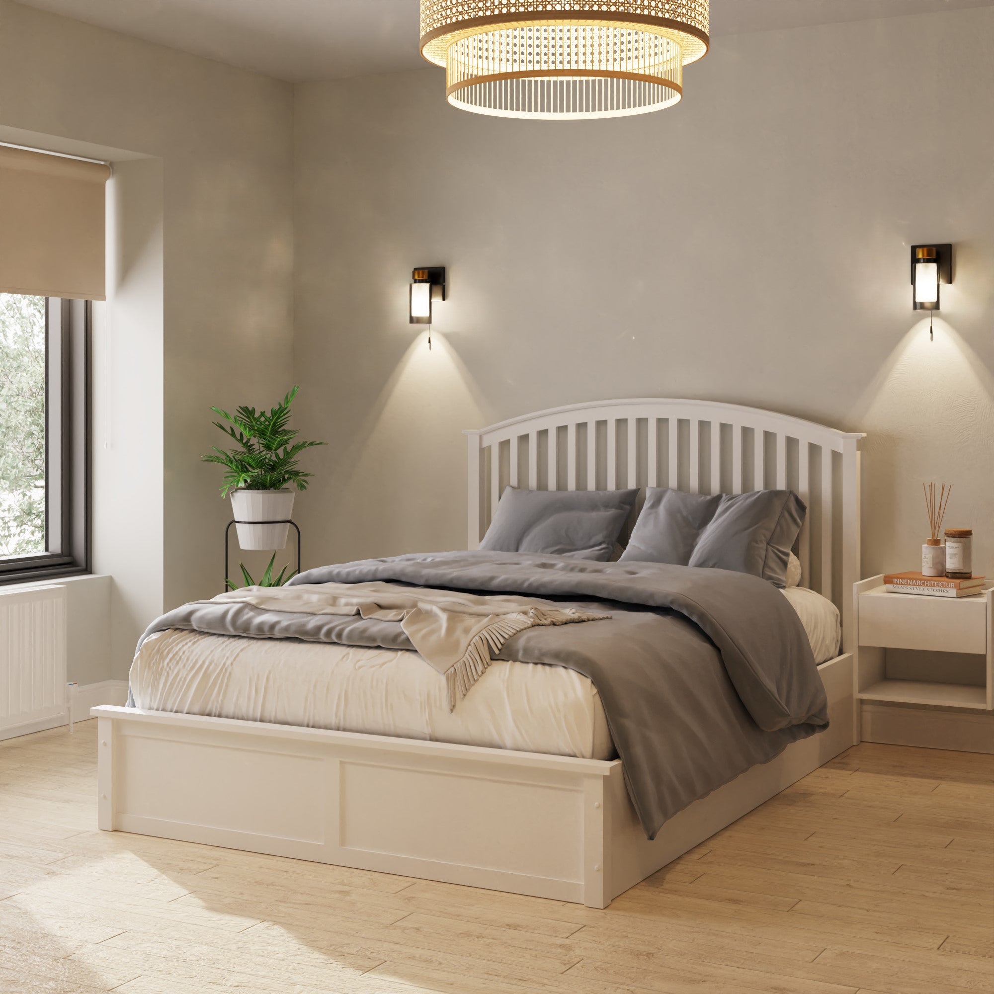 Madrid Wooden Ottoman Bed White – GFW, view 2