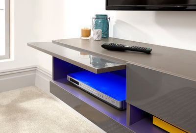 Galicia 120Cm Wall TV Unit With Led Grey – GFW, view 4