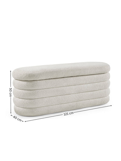 Hailey Ivory Boucle Upholstered Ottoman Storage Bench – Julian Bowen, view 7