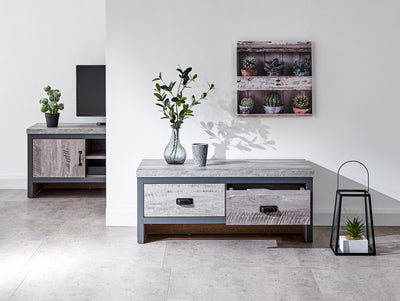 Boston 2 Drawer Coffee Table Grey – GFW, view 3