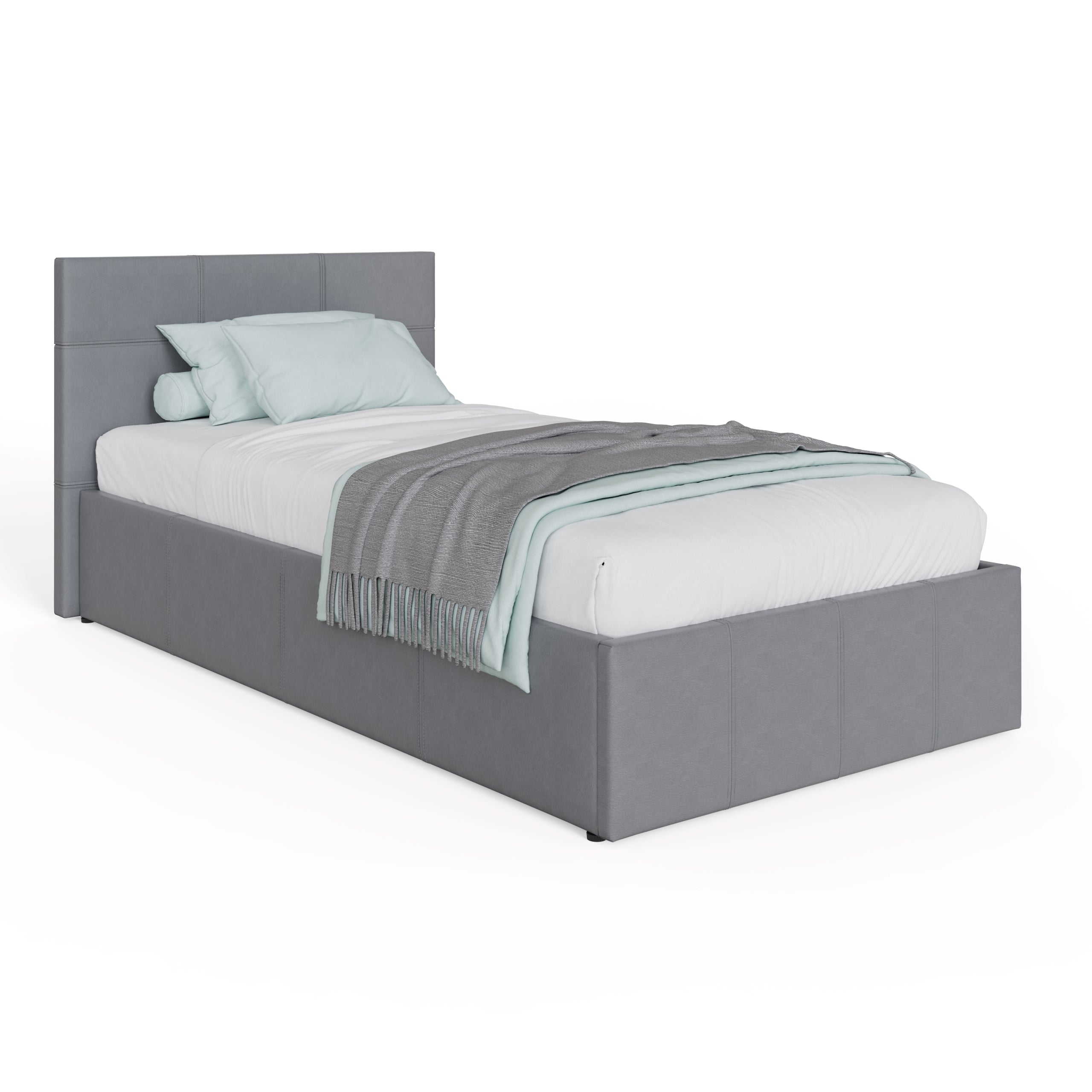 Side Lift Ottoman Bed Grey Leather – GFW, view 17