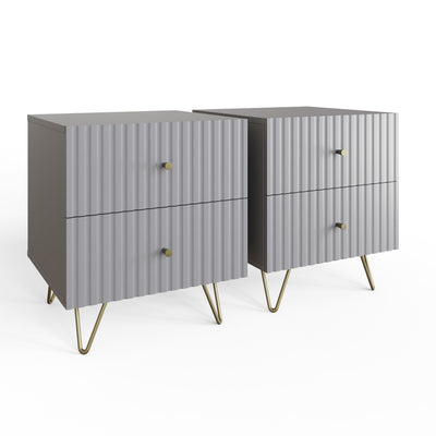 Thalia 2 Drawer Bedside Table Pair – Grey