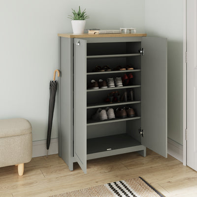 Lancaster 2 Door Shoe Cabinet Grey – GFW, view 3