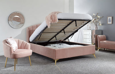 Pettine End Lift Ottoman Bed - Pink & Gold – GFW, view 3