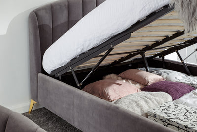 Pettine End Lift Ottoman Bed - Grey & Gold – GFW, view 4