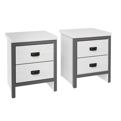 Boston 2 Drawer Bedside Table Pair White – GFW