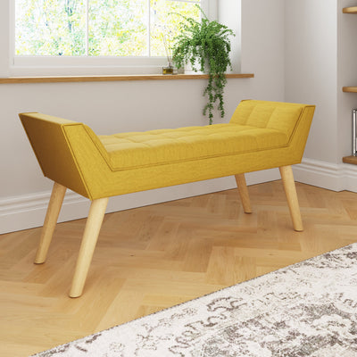 Milan Upholstered Bench Mustard – GFW, view 3