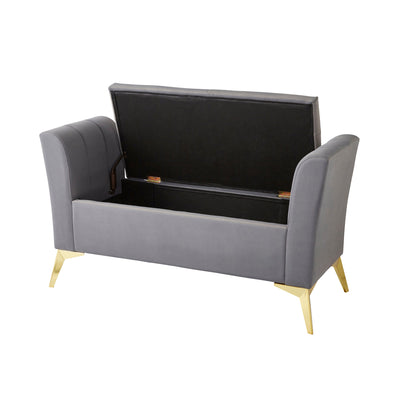Pettine Ottoman Storage Bench Grey – GFW, view 5