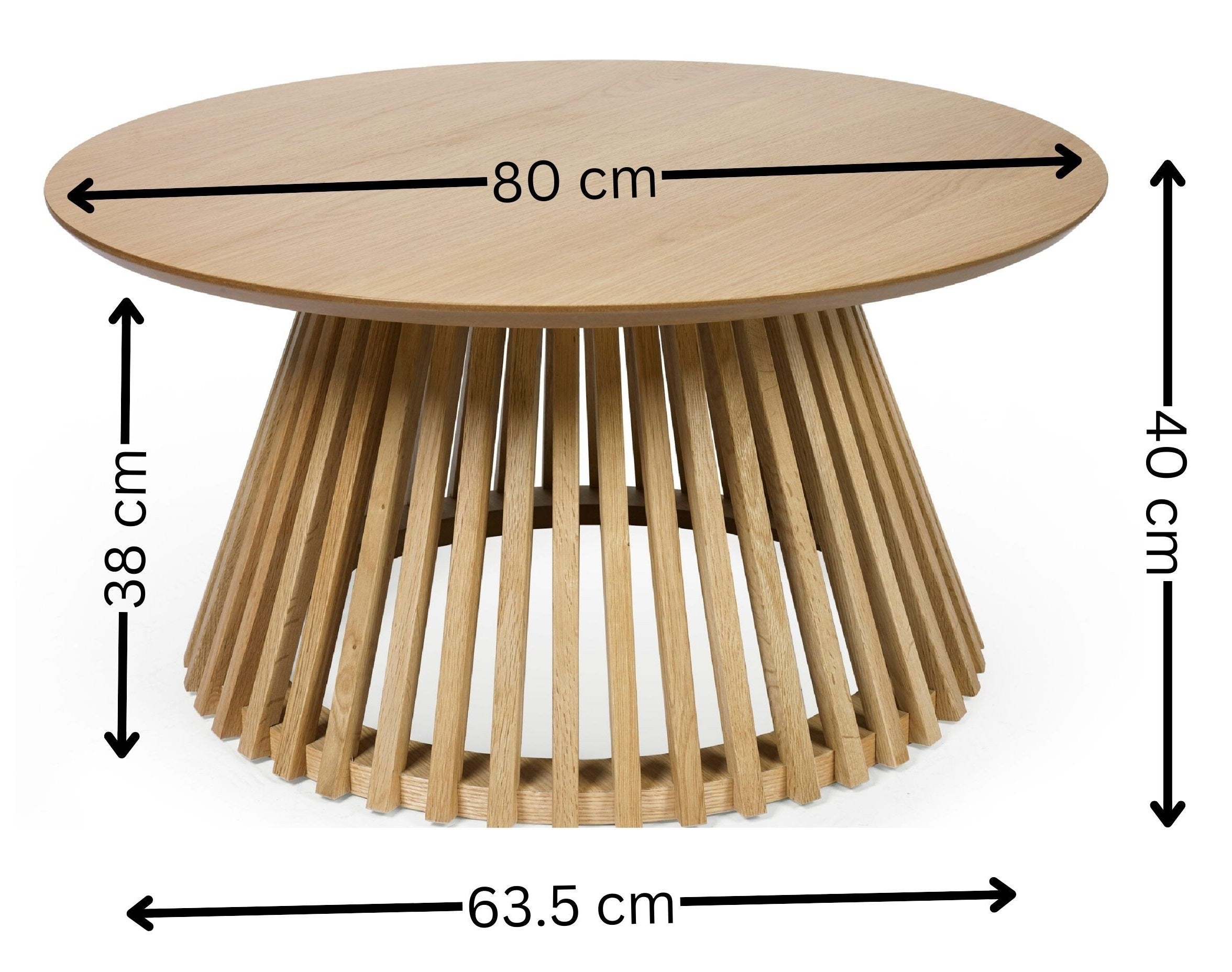 Ollie Natural Oak 80cm Round Coffee Table – Julian Bowen, view 3