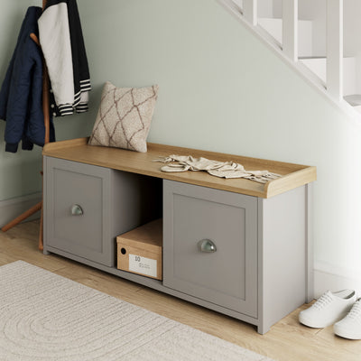 Lancaster 2 Door Shoe Bench Grey – GFW, view 2