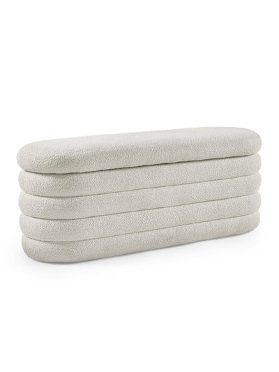 Hailey Ivory Boucle Upholstered Ottoman Storage Bench – Julian Bowen