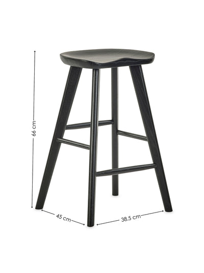Mulu Black Solid Oak Bar Stool – Julian Bowen, view 7