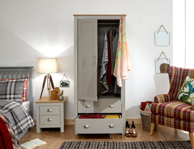 Lancaster 2 Door 2 Drawer Wardrobe Grey – GFW, view 5