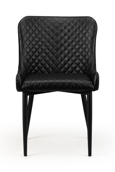 Brooklyn Oak Round Table & 4 Luxe Black Chairs