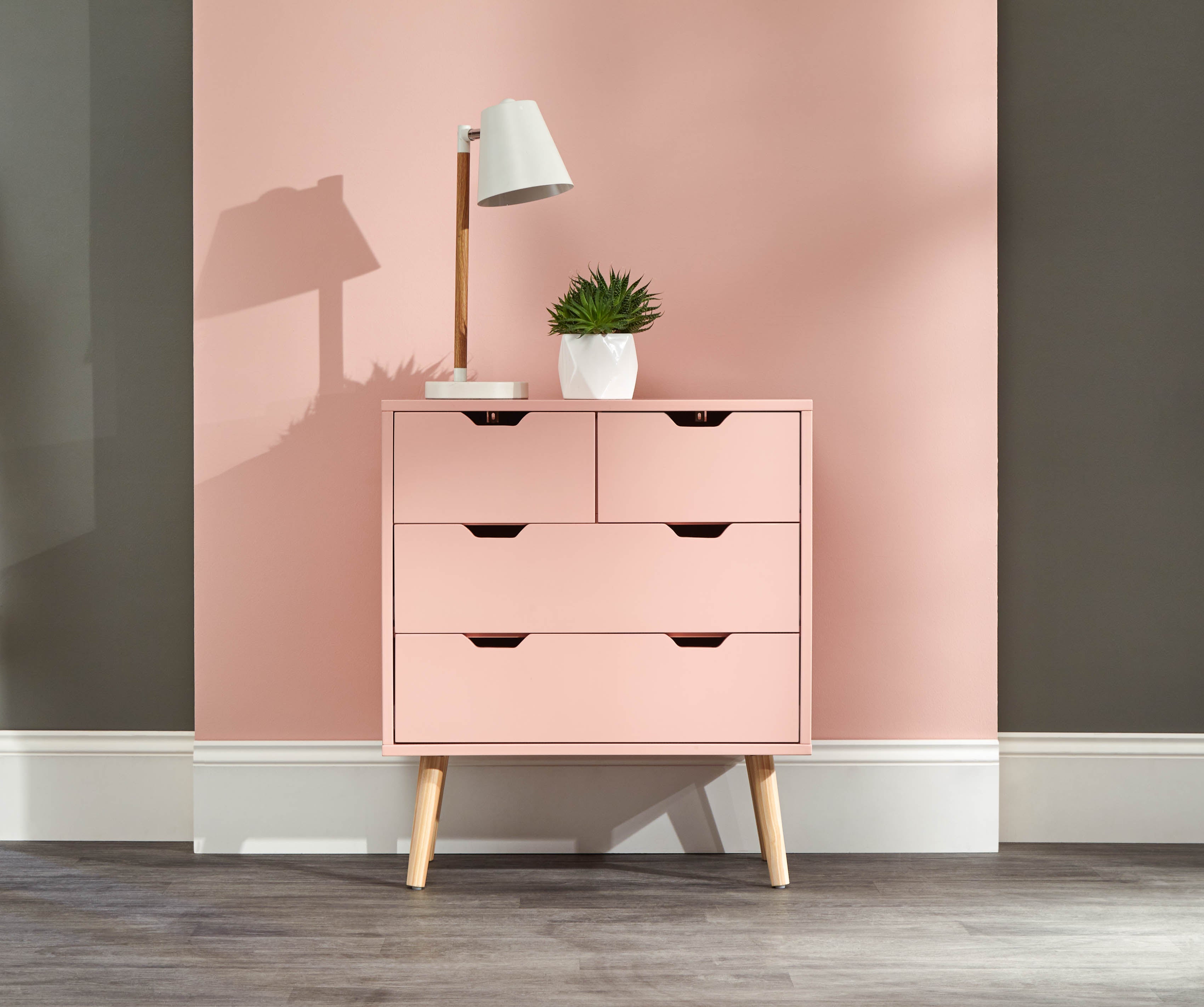 Nyborg 2+2 Drawer Chest – Coral Pink