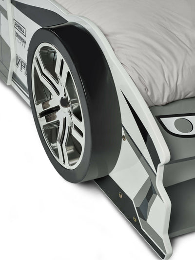 Storm White and Grey High Gloss 90cm Single Race Car Bed – Julian Bowen, view 11