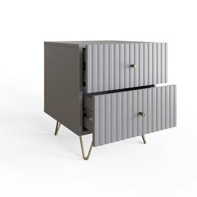 Thalia 2 Drawer Bedside Table – Grey