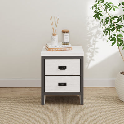 Boston 2 Drawer Bedside Table White – GFW, view 2