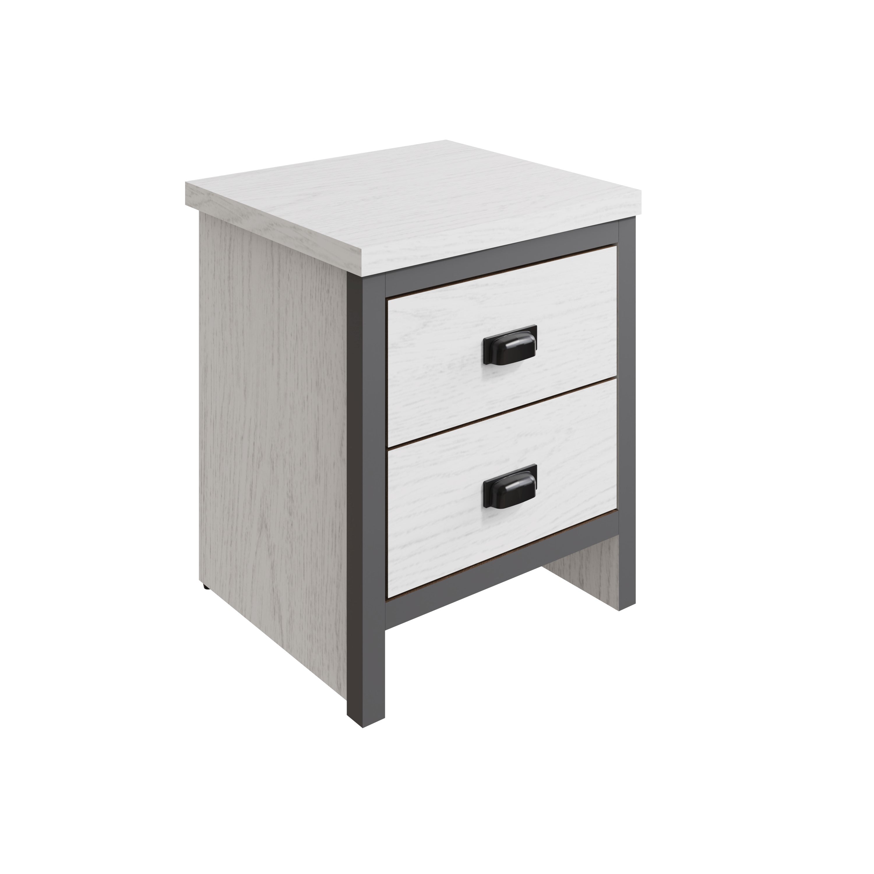 Boston 2 Drawer Bedside Table White – GFW