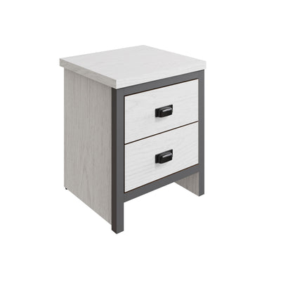 Boston 2 Drawer Bedside Table White – GFW