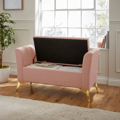 Pettine Ottoman Storage Bench Blush Pink – GFW, view 3