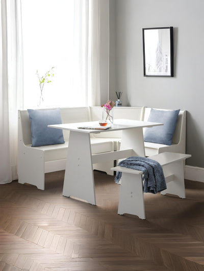 Newport Corner Dining Set With Storage Bench - Surf White – Julian Bowen, view 4