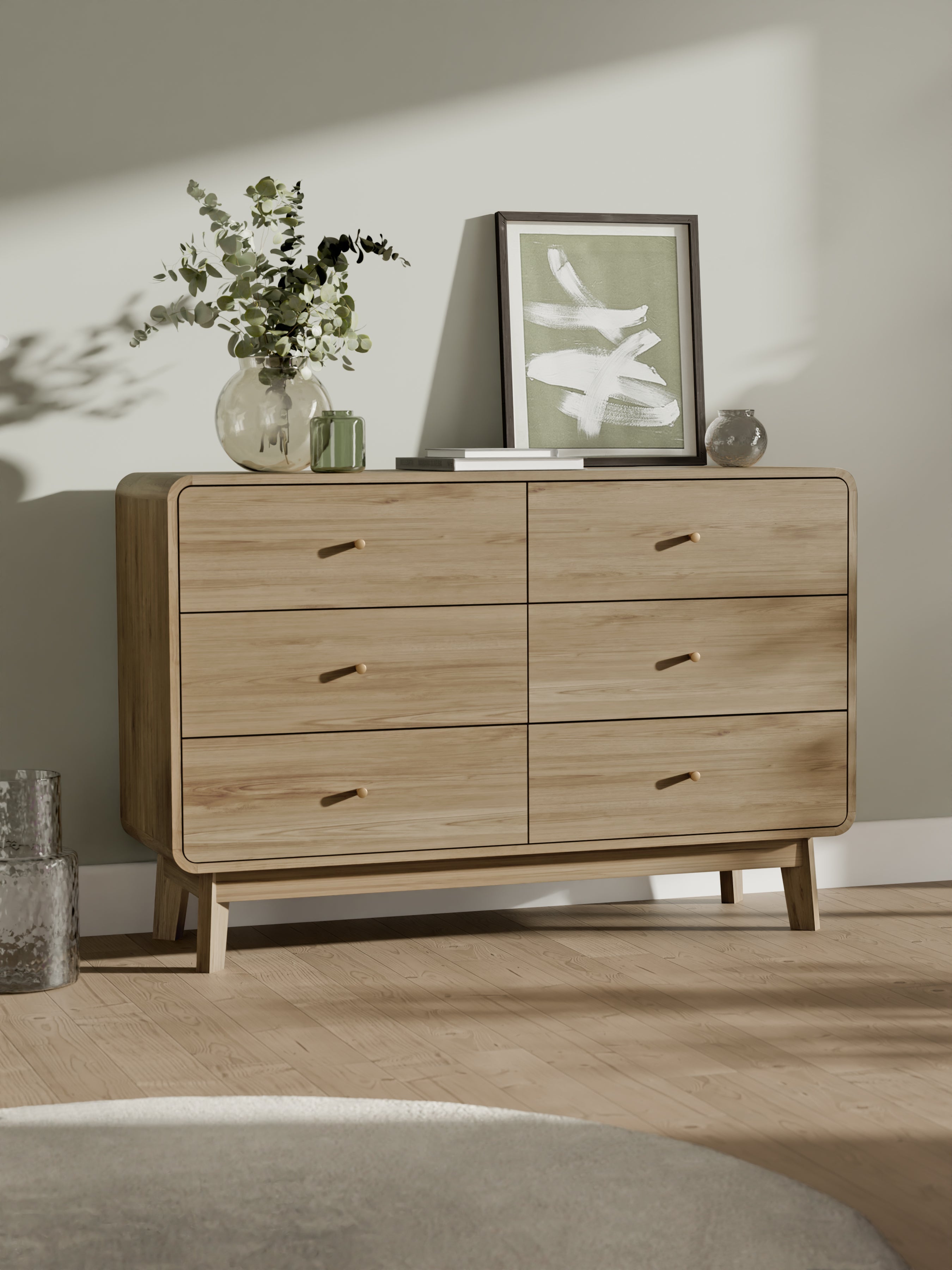 Ingrid 6 Drawer Dresser Oak – Julian Bowen, view 2
