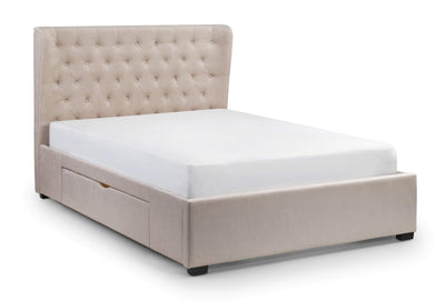 Julian Bowen Fabric Bed Geneva 2 Drawer Storage Bed - Fabric Beds - Pearl Chenille