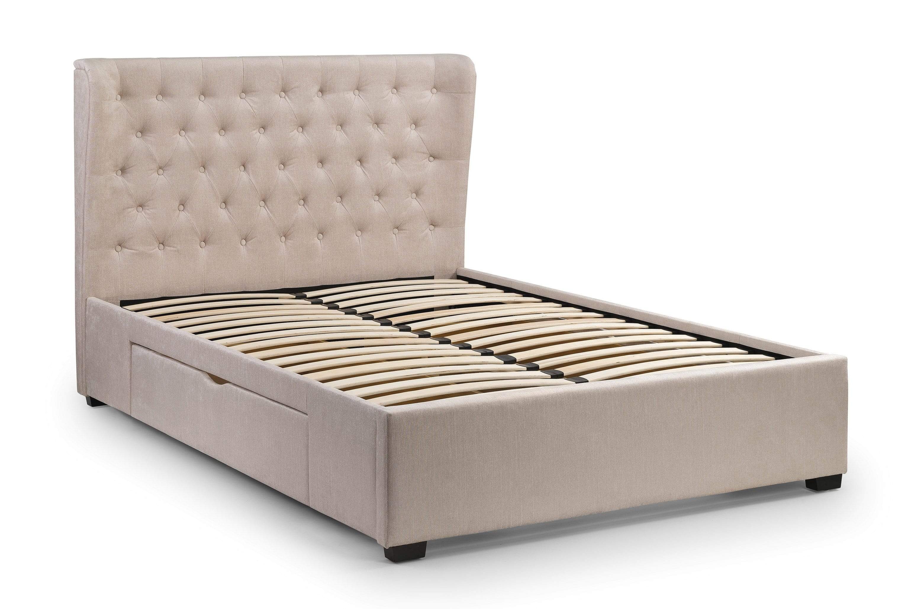 Julian Bowen Fabric Bed Geneva 2 Drawer Storage Bed - Fabric Beds - Pearl Chenille