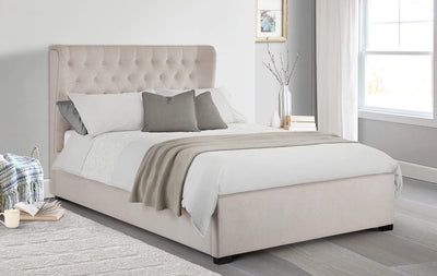 Julian Bowen Fabric Bed Geneva Winged Headboard Bed - Fabric Beds - Pearl Chenille