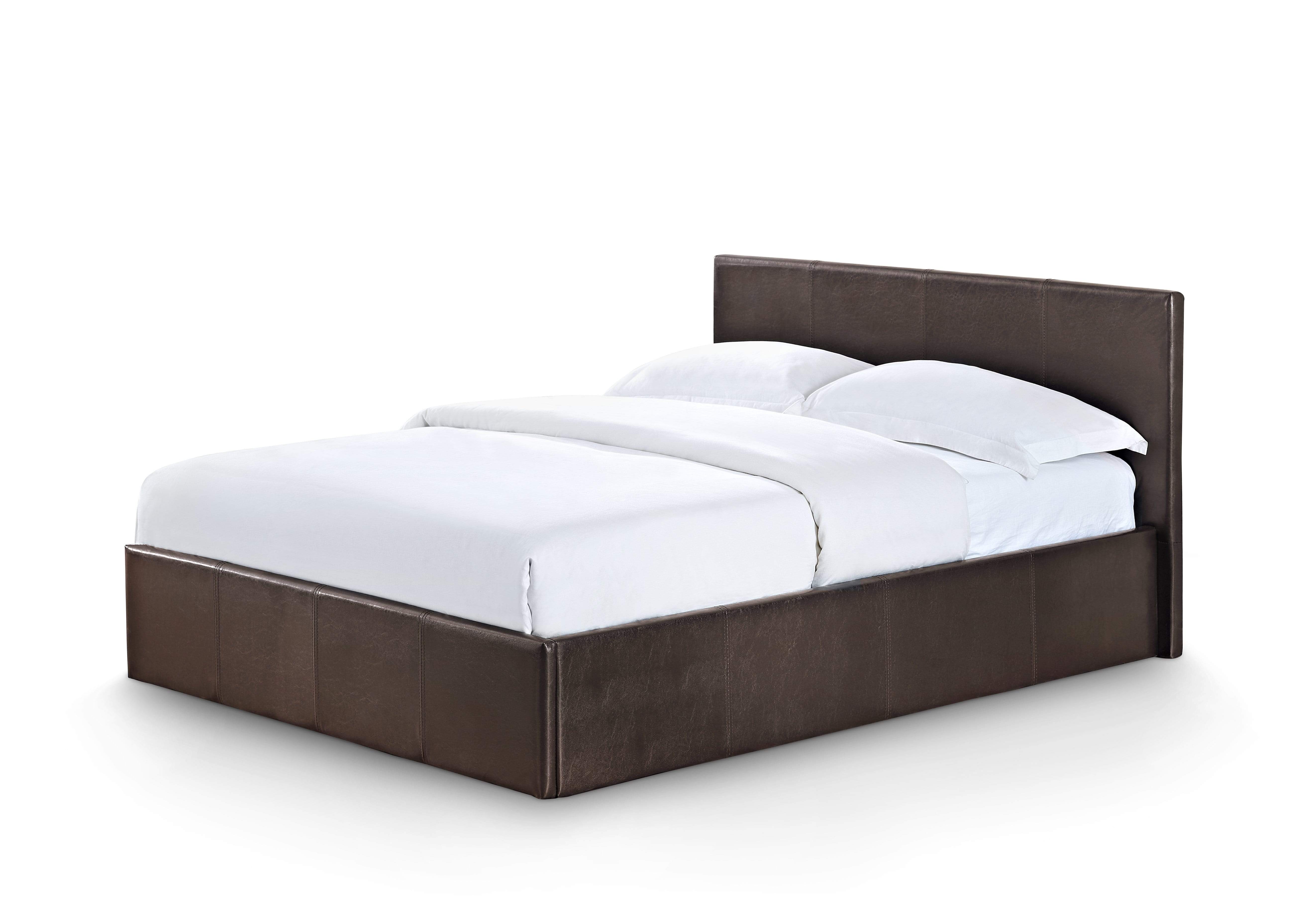 Julian Bowen Leather Bed Cosmo Lift-Up Storage Bed - Faux Leather - Brown Faux Leather