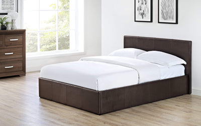 Julian Bowen Leather Bed Cosmo Lift-Up Storage Bed - Faux Leather - Brown Faux Leather