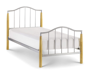 Julian Bowen Metal Bed Carmel Bed - Metal Beds - Bright Aluminium / Light Oak