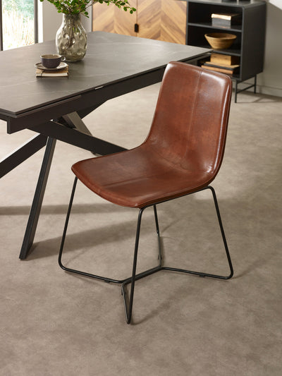 Joren Tan Brown PU Leather Dining Chairs (Set of 2) – Julian Bowen, view 12