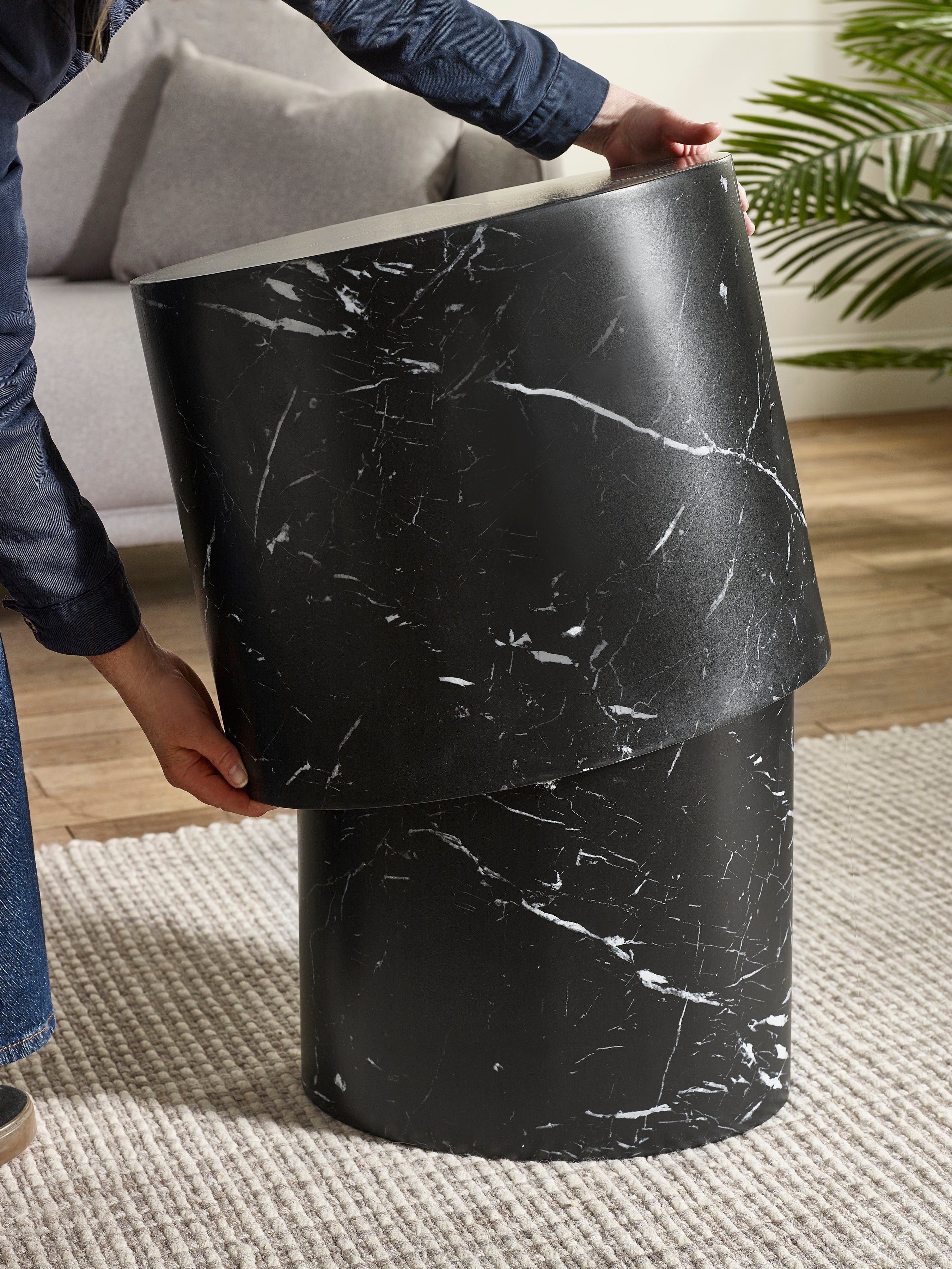 Toba Nest of 2 Black Marble Effect Tables – Julian Bowen, view 5