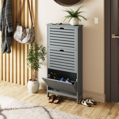 Bergen Three Tier Shoe Cabinet – Grey