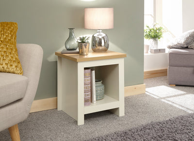 Lancaster Side Table With Shelf Cream – GFW, view 2
