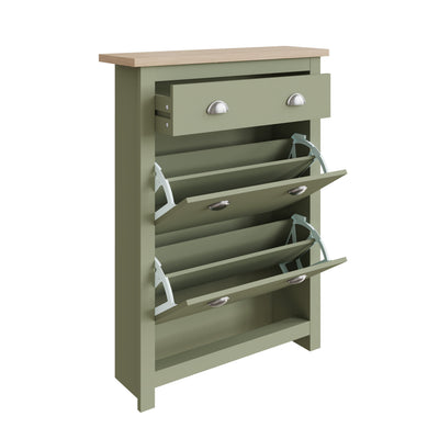Lancaster 2Dr 1Drw Shoe Cabinet Sage Green – GFW, view 4