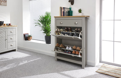 Lancaster 2Dr 1Drw Shoe Cabinet Grey – GFW, view 4