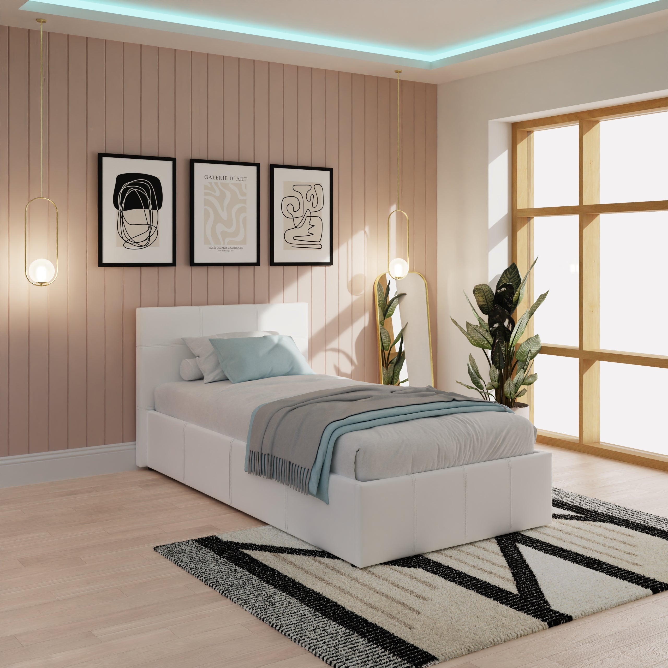 Side Lift Ottoman Bed White – GFW, view 11